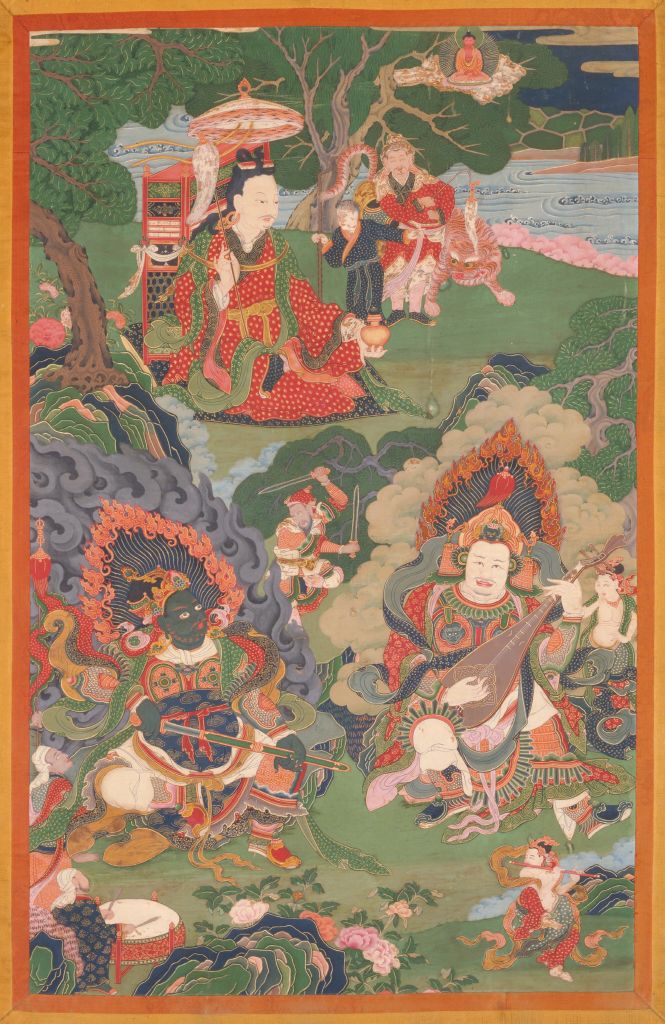 图片[1]-Dharma Dora Venerable and the King of Heaven Thangka-China Archive